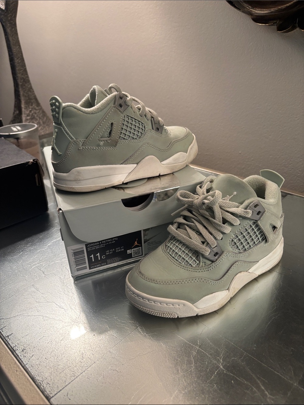 Jordan Kids' Retro 4 Sneakers - Sage Green